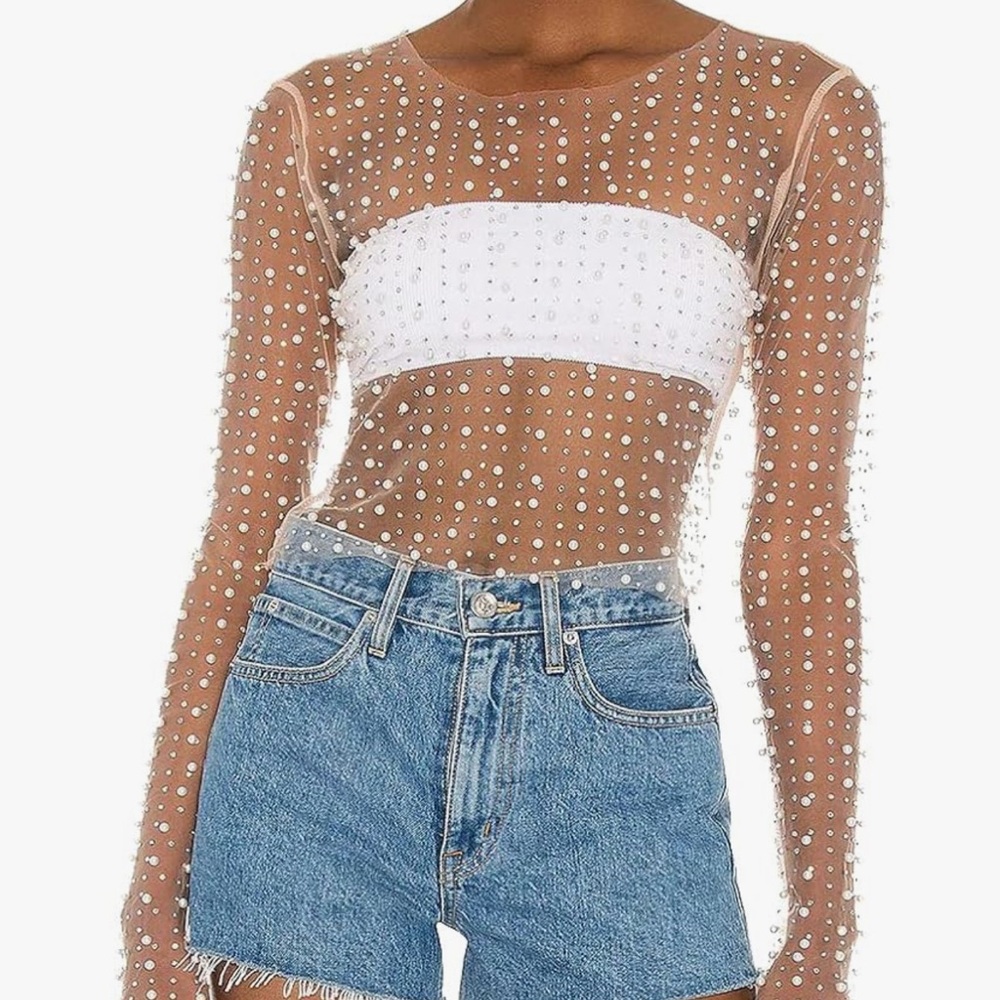 Mesh pearl top